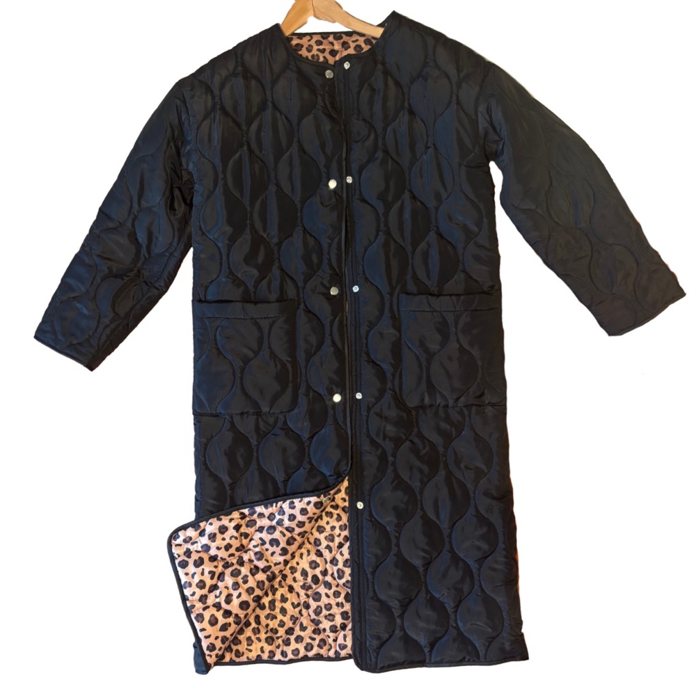 Never Fully Dressed Quilted Leopard Reversible Coat – Black (Women’s)